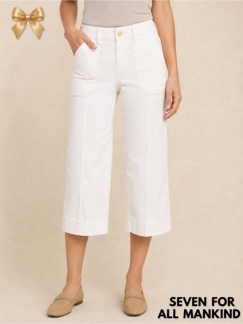 Seven For All Mankind Dojo Crop White Capris Pants Size 24